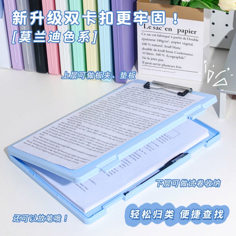 File Storage Box Board Holder Macaron Color Multi-Functional Large Capacity Plastic Office Documents Data Storage Box Can Be Approved - Image 3
